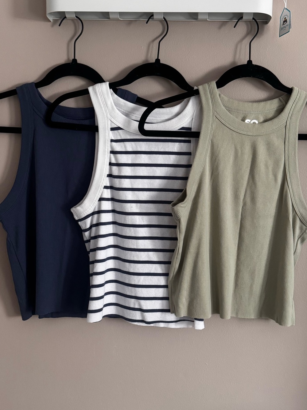 SO Women’s Tank Top Set — Navy, White Stripe & Olive